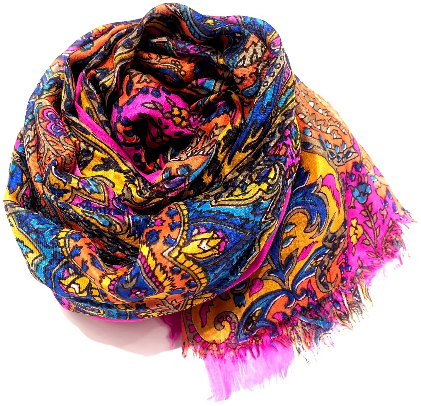 100% Natural Silk Printed XL Foulard ref-rfxlfs0016