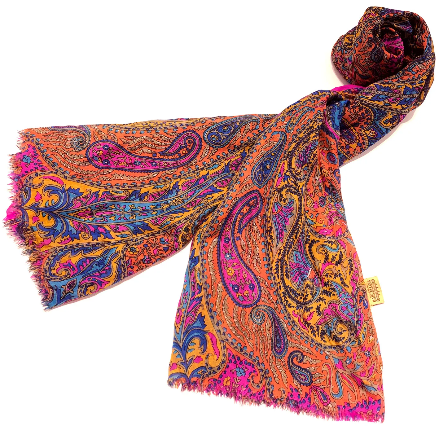 100% Natural Silk Printed XL Foulard ref-rfxlfs0016