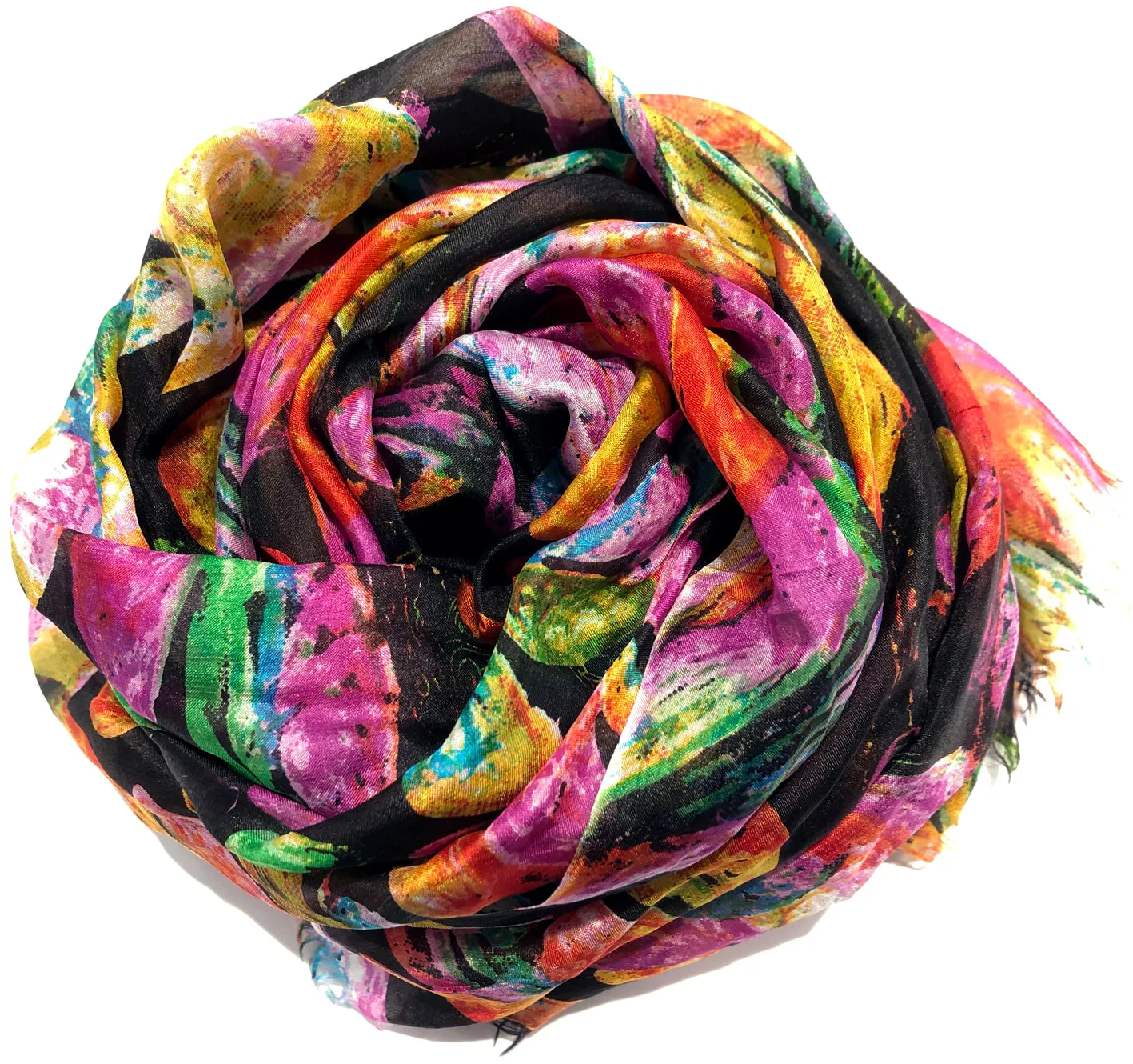 100% Natural Silk Printed XL Foulard ref-rfxlfs0026