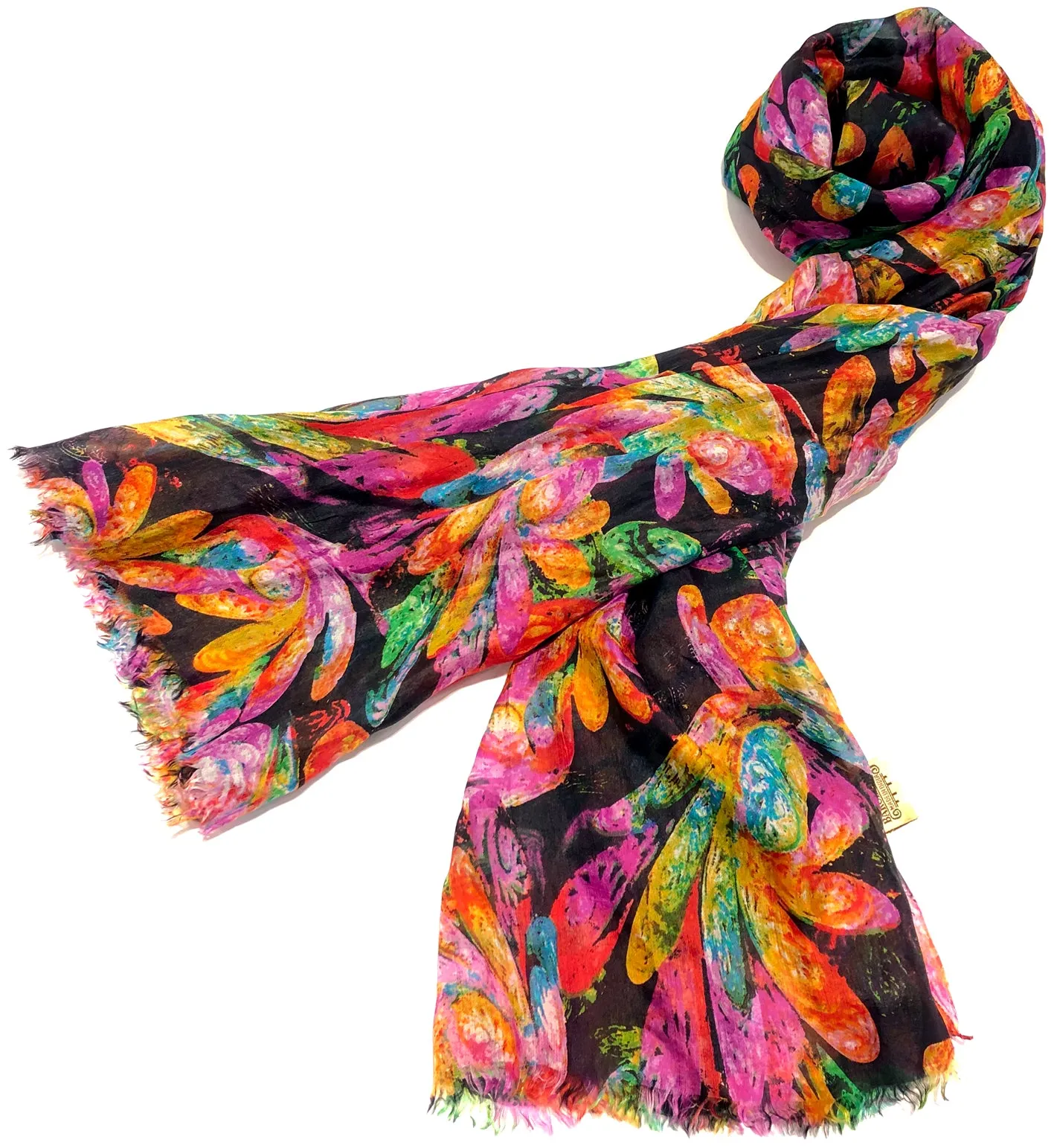 100% Natural Silk Printed XL Foulard ref-rfxlfs0026