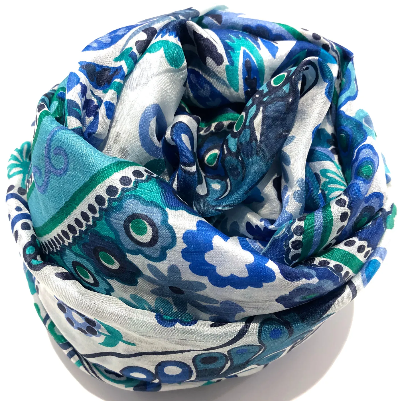 100% Natural Silk Printed XL Foulard ref-rfxlfs0038