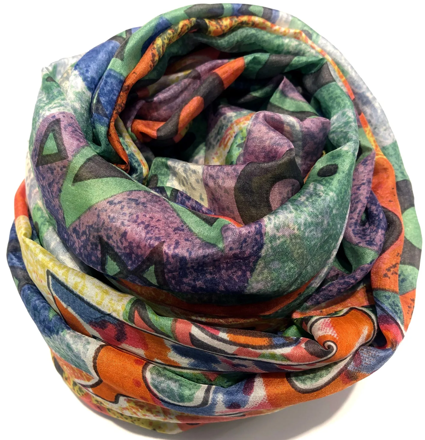100% Natural Silk Printed XL Foulard ref-rfxlfs0049