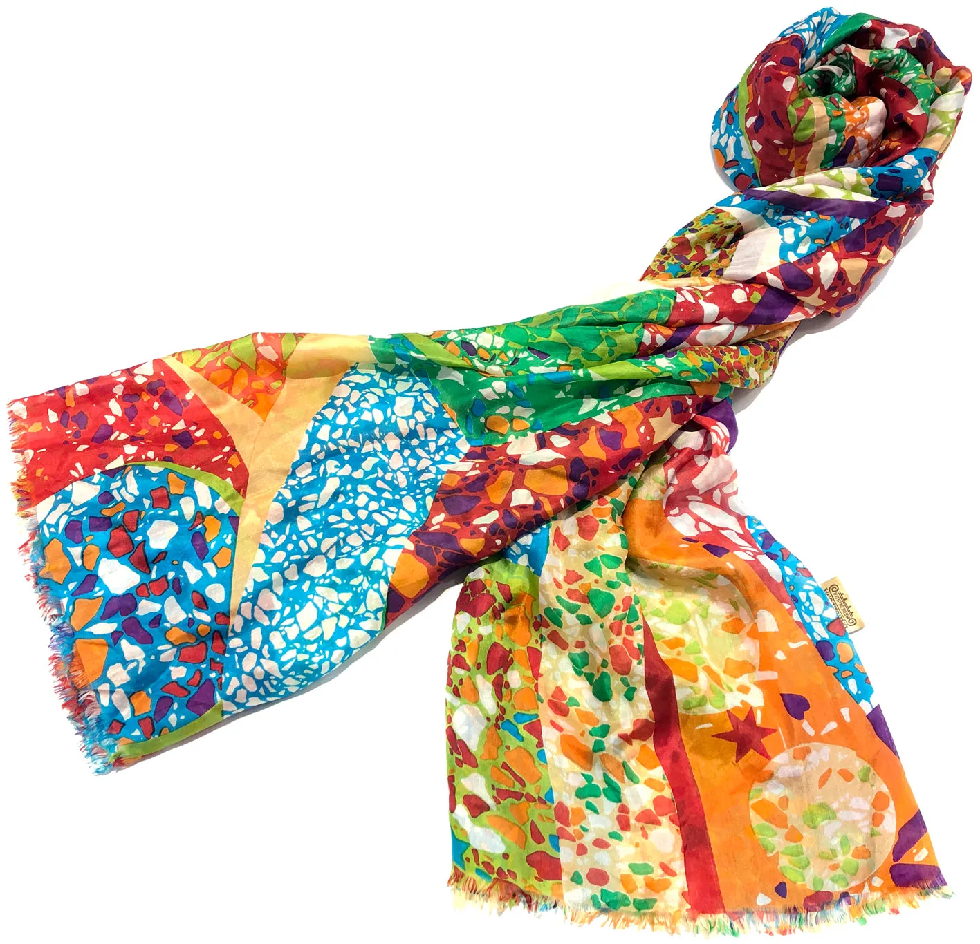 100% Natural Silk Printed XL Foulard ref-rfxlfs0051