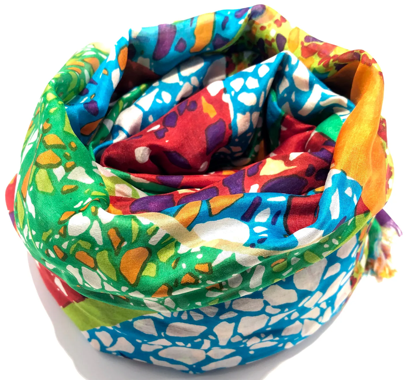 100% Natural Silk Printed XL Foulard ref-rfxlfs0051