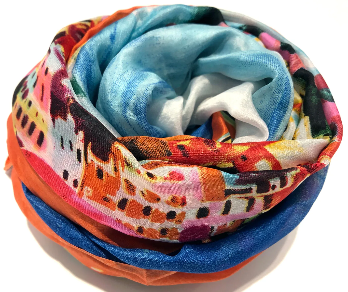 100% Natural Silk Printed XL Foulard ref-rfxlfs0056