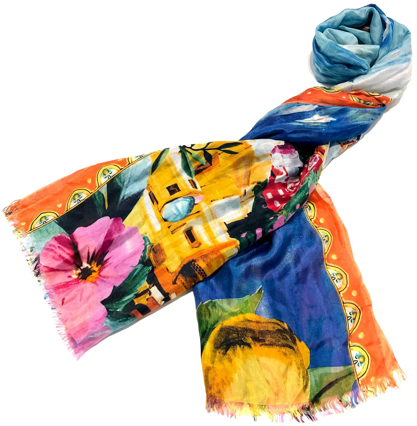100% Natural Silk Printed XL Foulard ref-rfxlfs0056