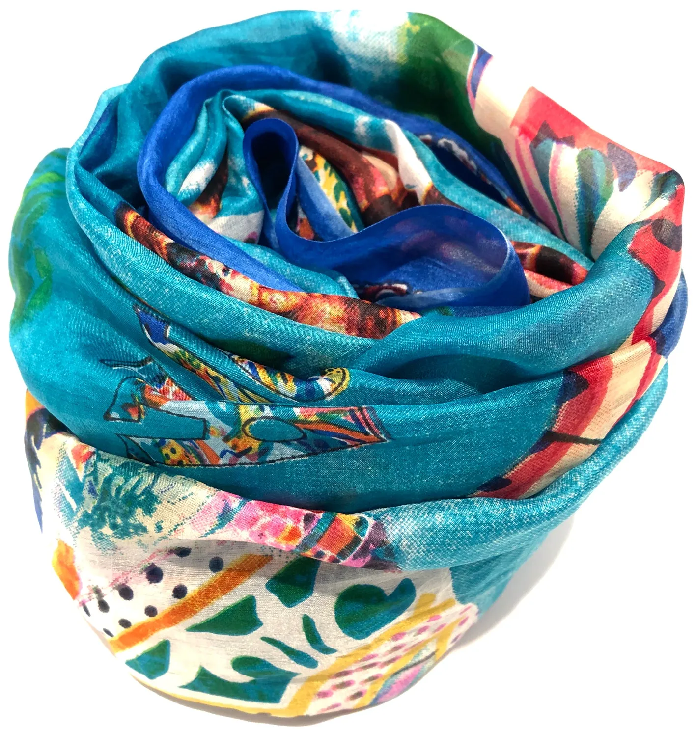 100% Natural Silk Printed XL Foulard ref-rfxlfs0057