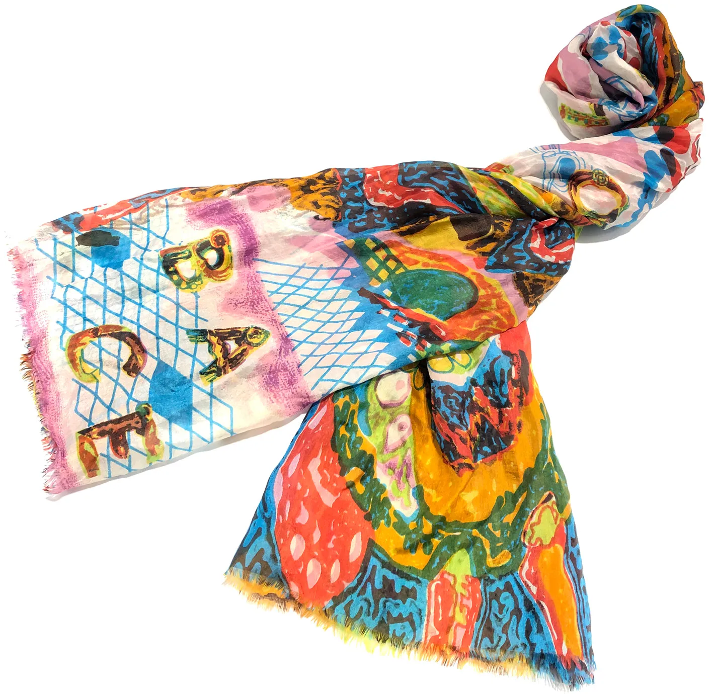 100% Natural Silk Printed XL Foulard ref-rfxlfs0061