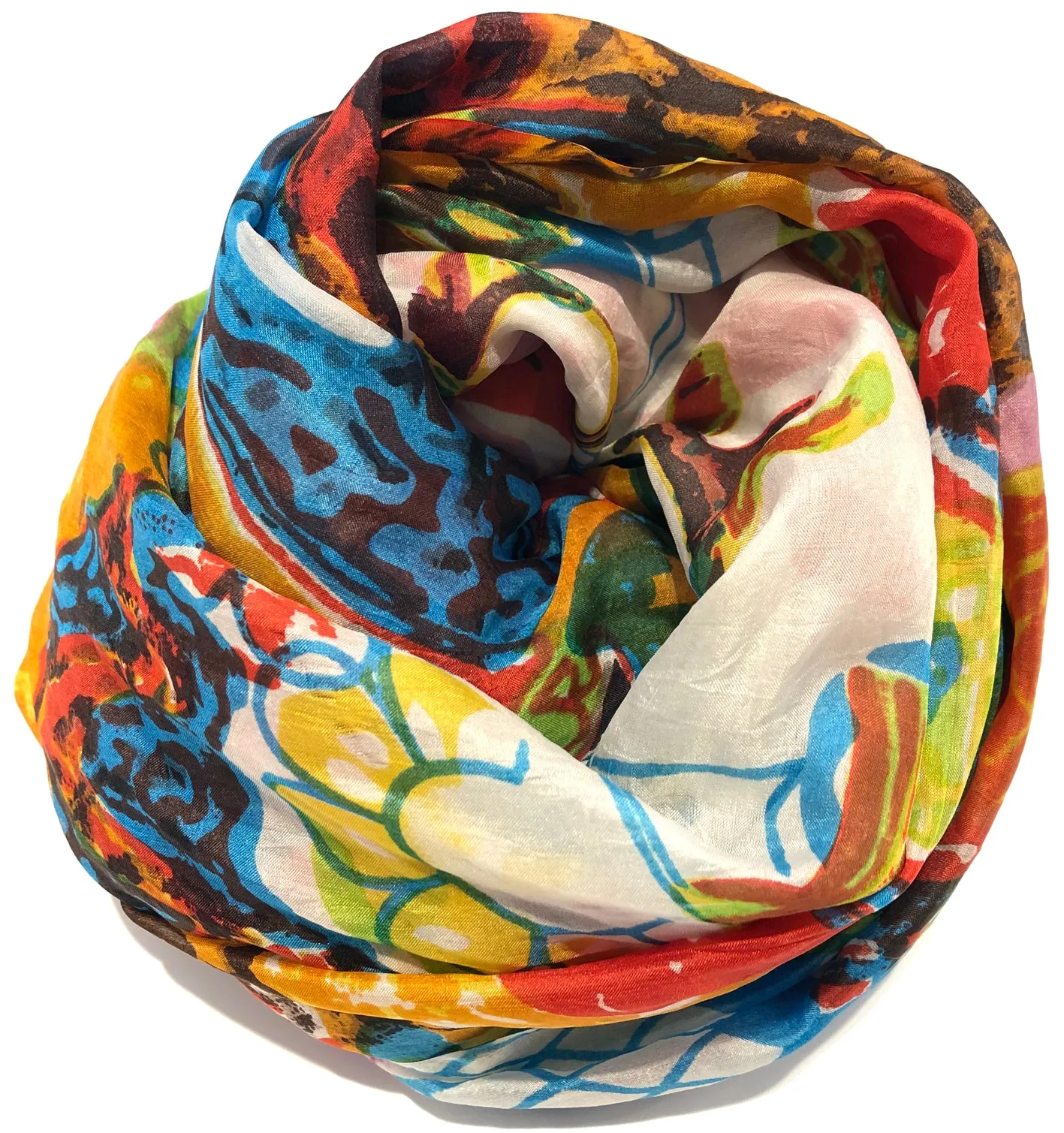 100% Natural Silk Printed XL Foulard ref-rfxlfs0061