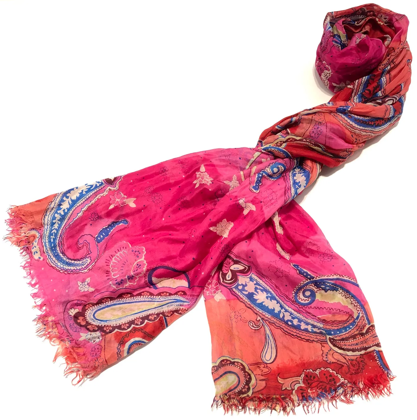 100% Natural Silk Printed XL Foulard ref-rfxlfs0078