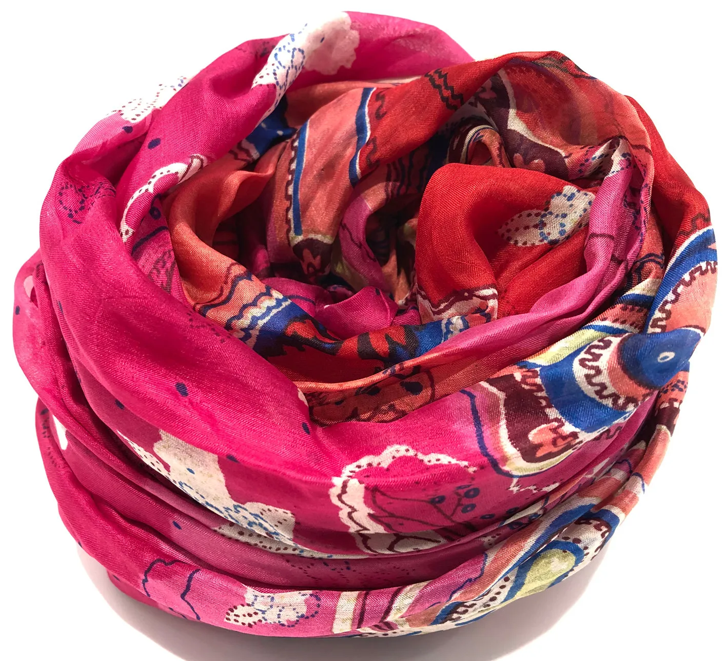 100% Natural Silk Printed XL Foulard ref-rfxlfs0078