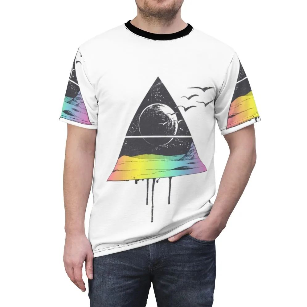 Abstract Birds and Cosmic Space T-Shirt for Music Lovers