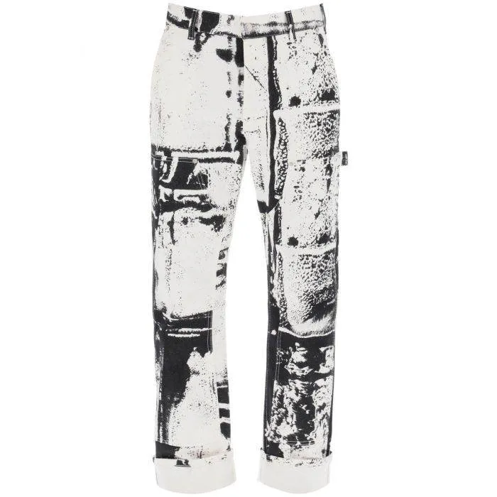 Alexander McQueen fold print workwear jeans