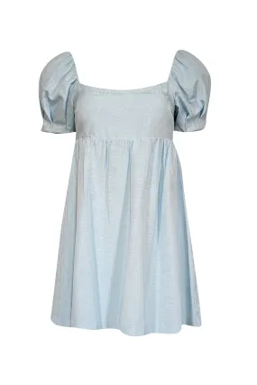 Alice & Olivia - Light Blue Puff Sleeve Babydoll Dress Sz 4