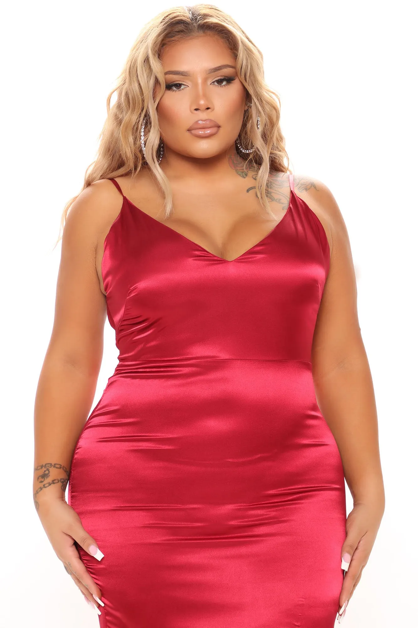 Always Flaunting Satin Maxi Dress - Burgundy