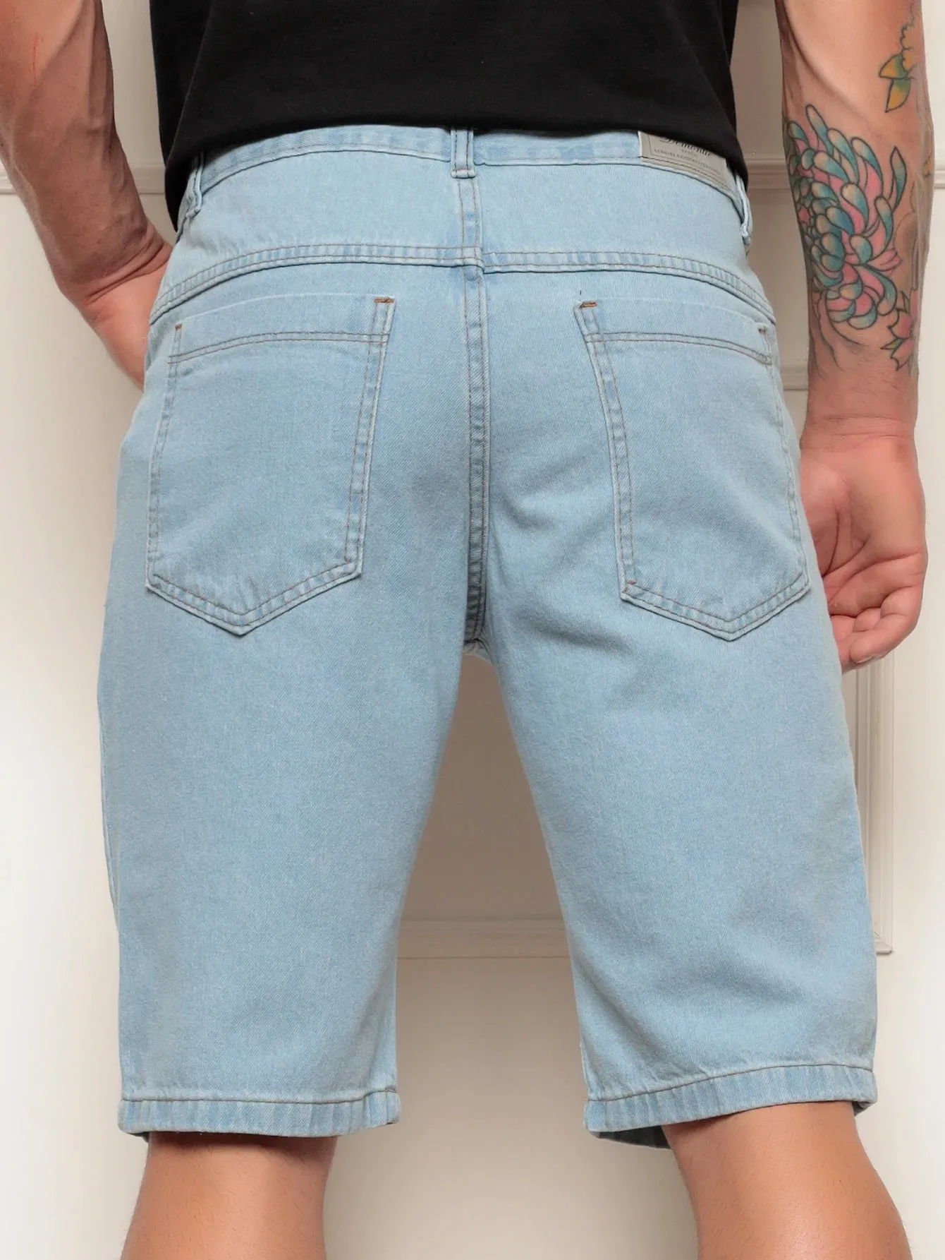 Bermuda Jeans Masculina Lavagem Clara Delave Trend Moda Verão