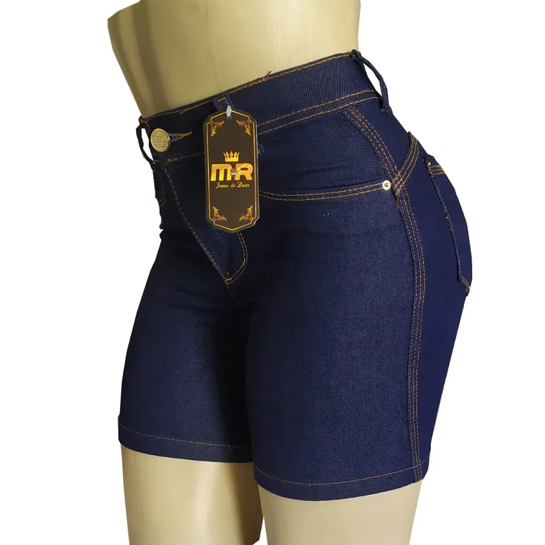 Bermuda Jeans Meia Coxa Feminina Cintura Alta Lycra