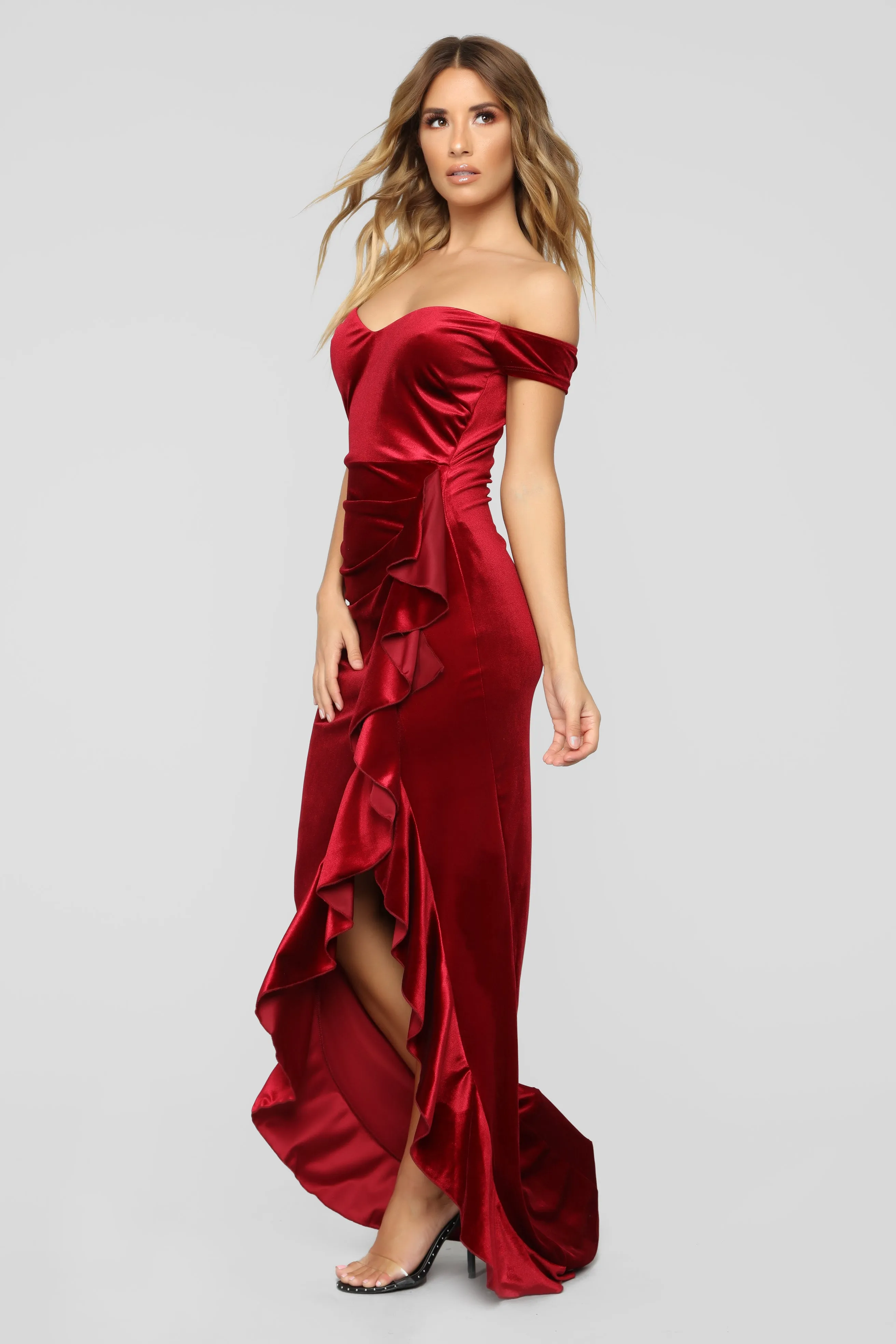 Bethanie Off Shoulder Maxi Dress - Ruby