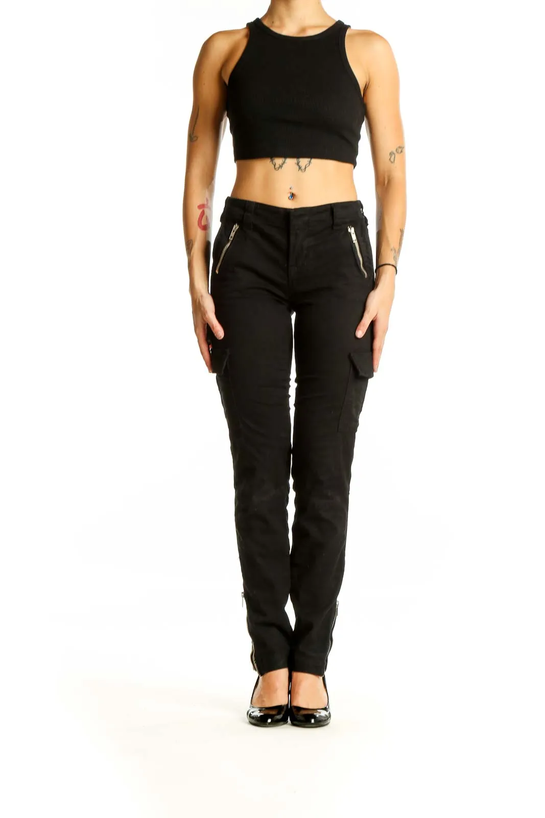 Black Cargo Denim Jeans