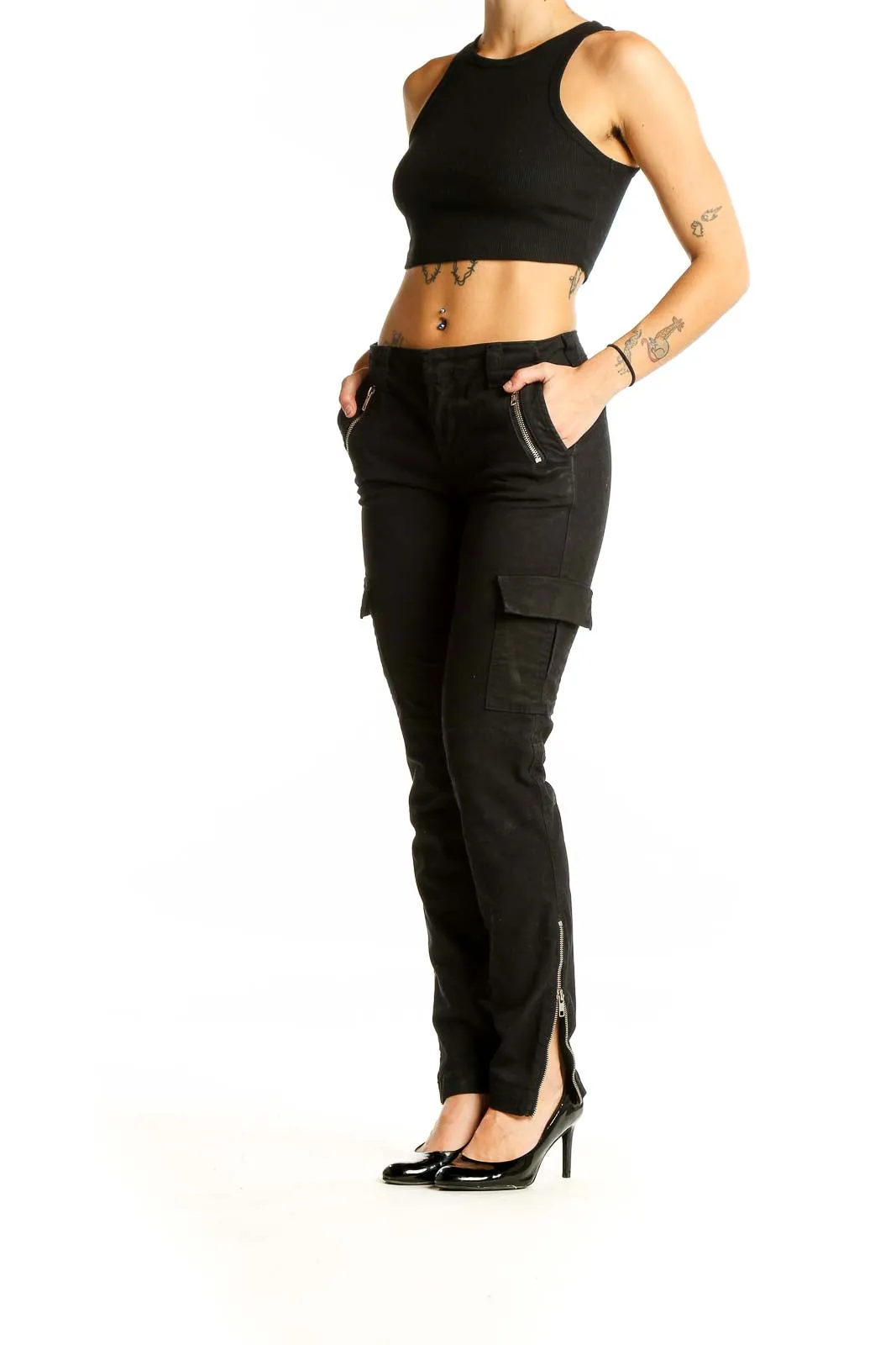 Black Cargo Denim Jeans