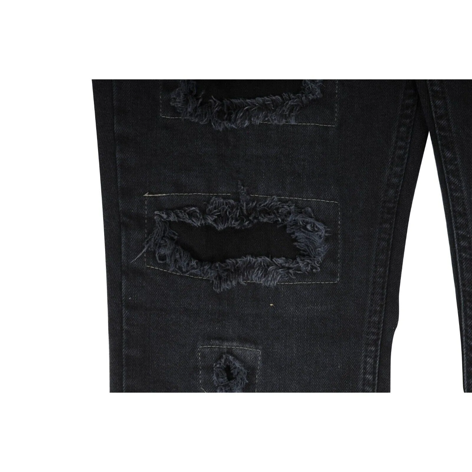 Black Chitch Ether Trashed Patched Distressed Denim