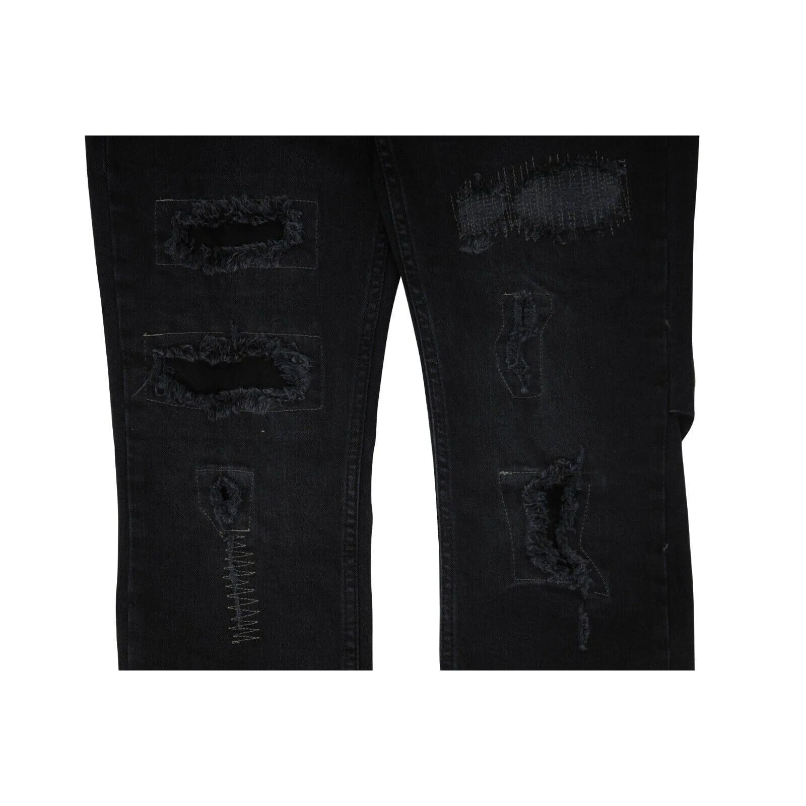 Black Chitch Ether Trashed Patched Distressed Denim