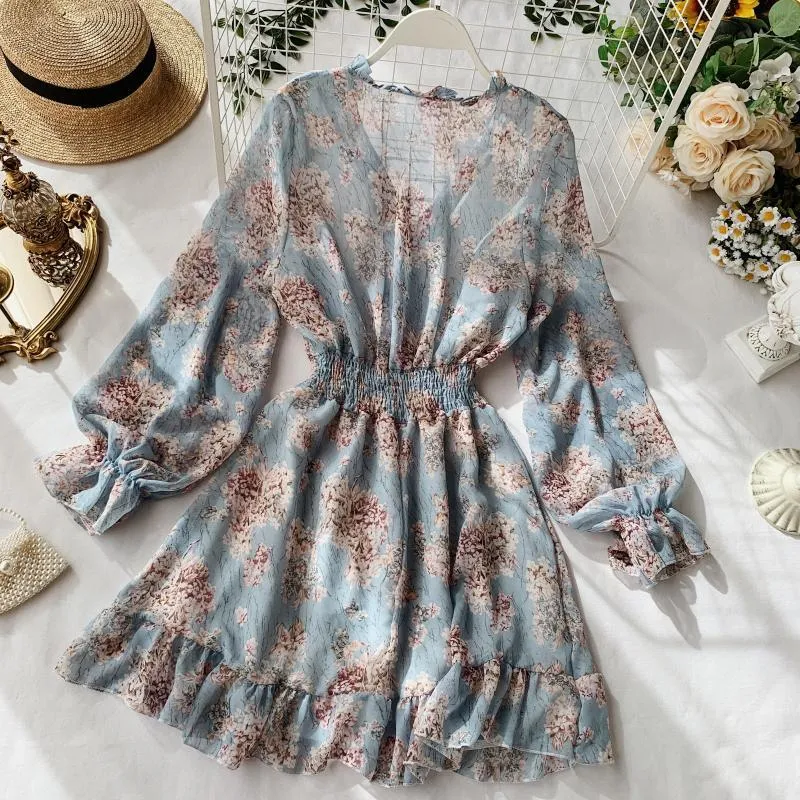 Boho Dress - French Long-Sleeved Chiffon
