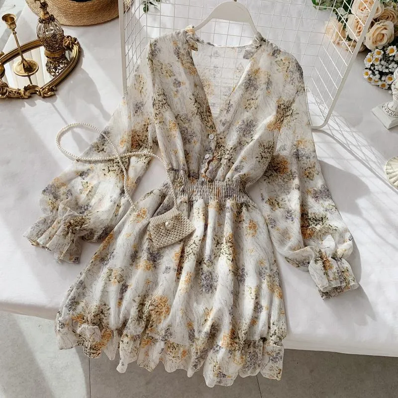 Boho Dress - French Long-Sleeved Chiffon