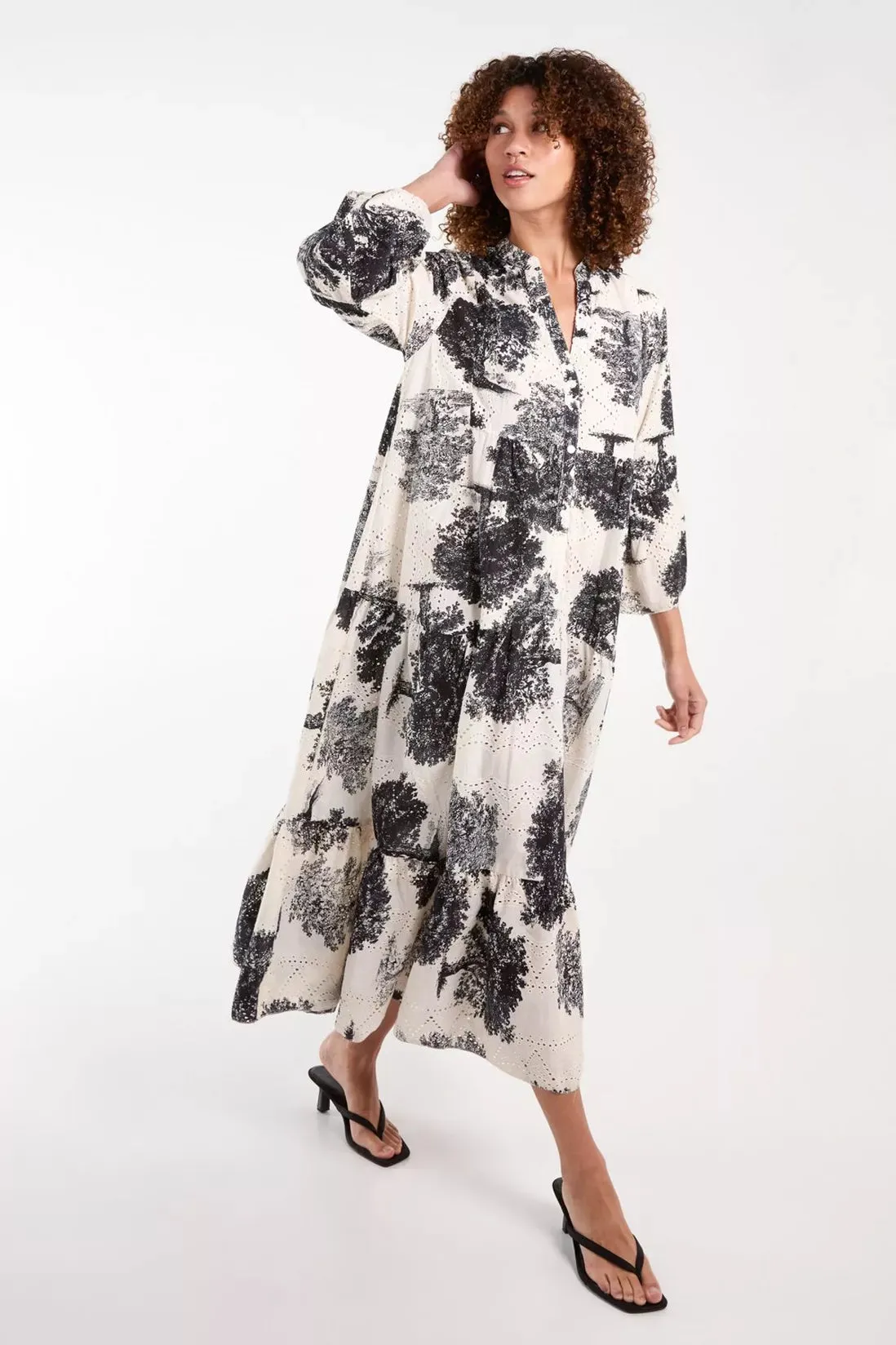 Broderie Anglaise Smock Maxi Dress