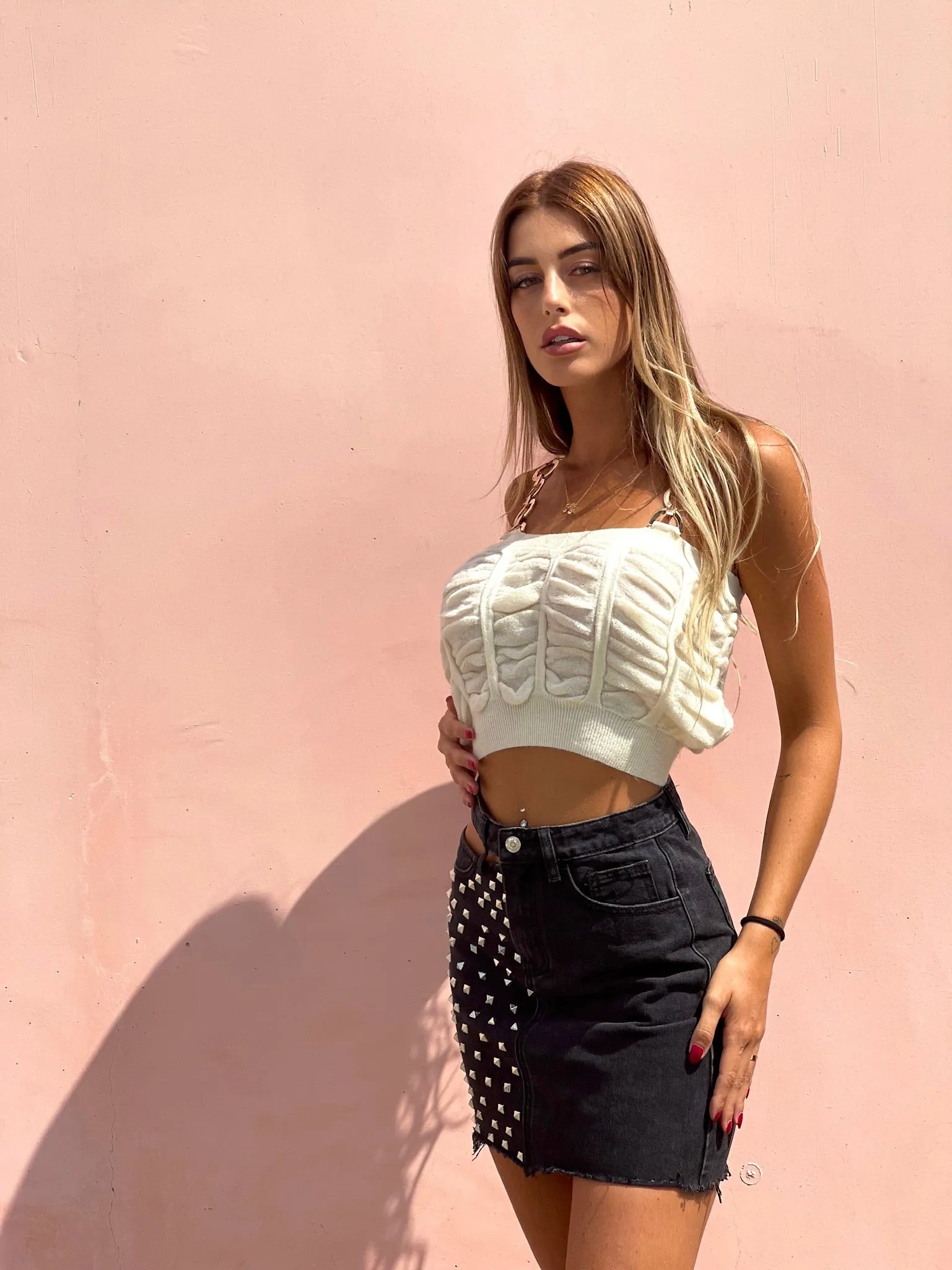 Cardigan panna a trecce