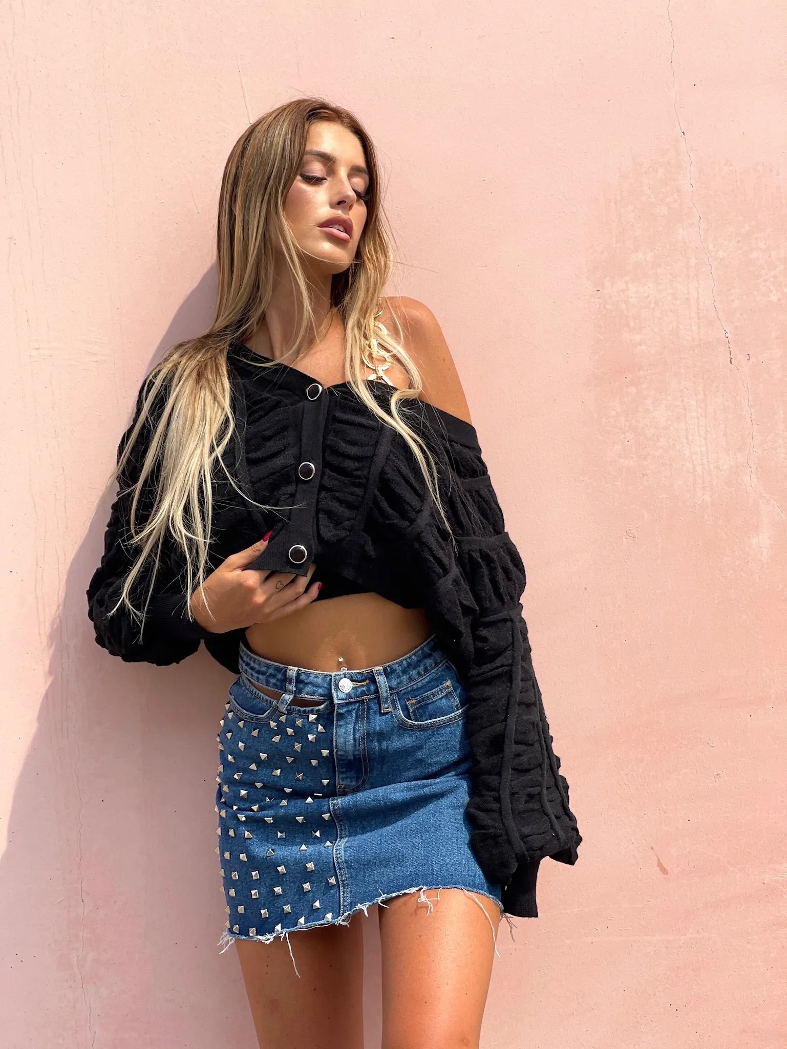 Cardigan panna a trecce