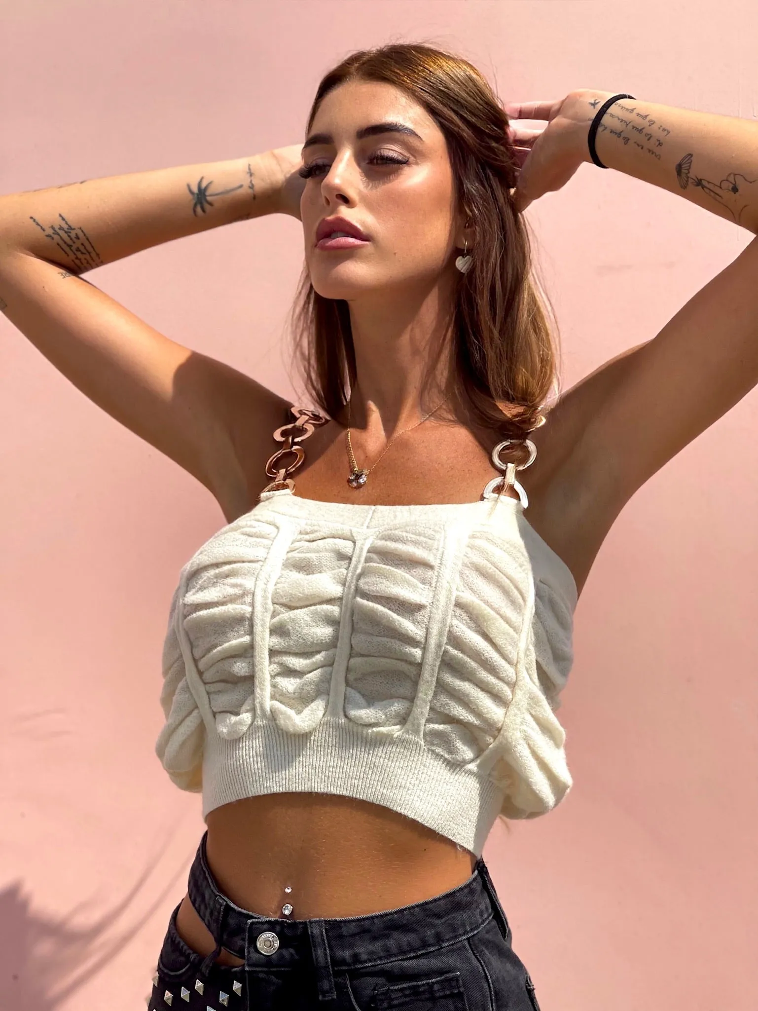 Cardigan panna a trecce
