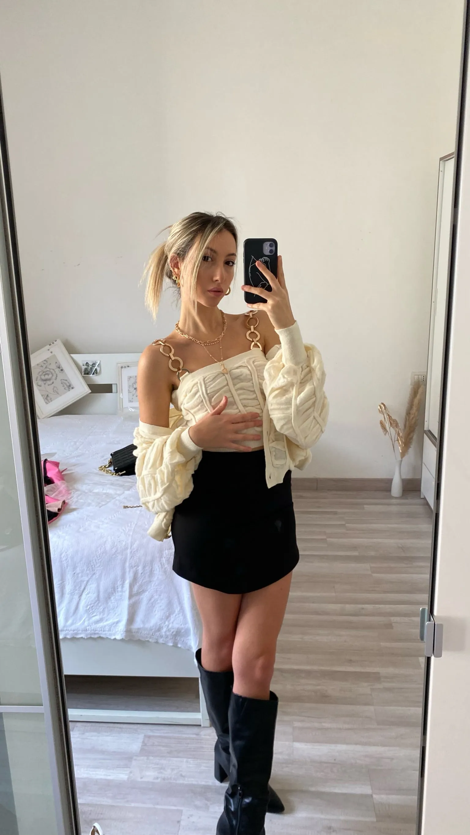 Cardigan panna a trecce