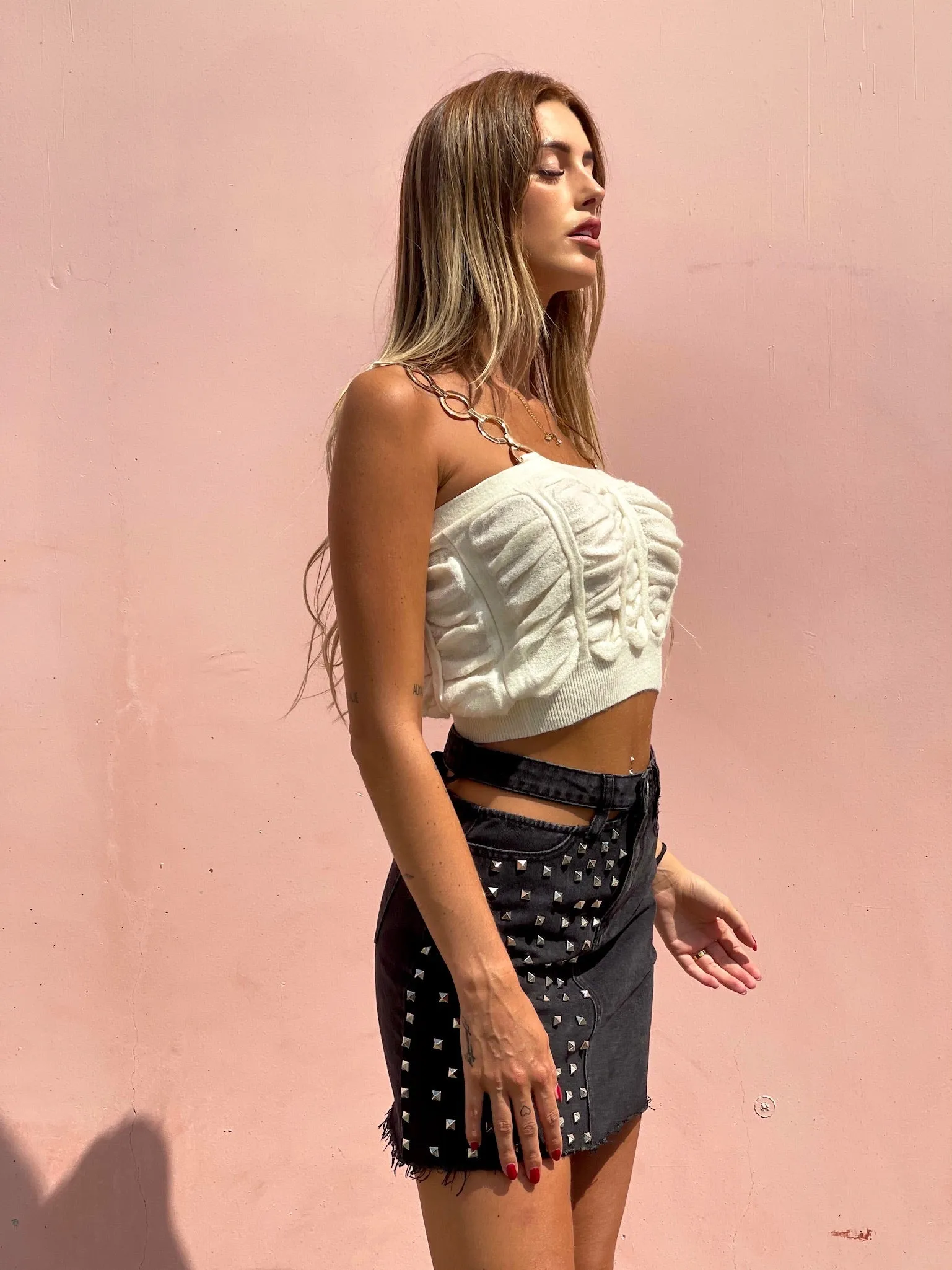 Cardigan panna a trecce