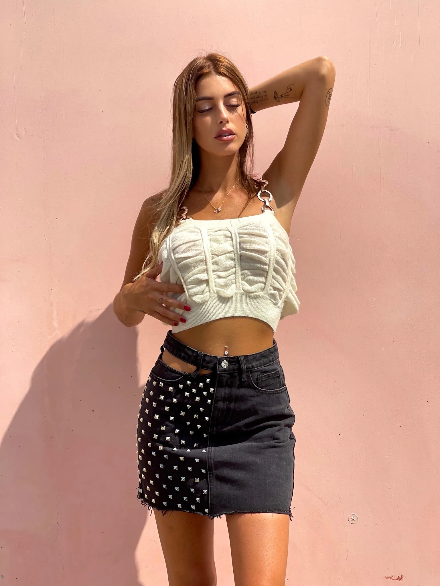Cardigan panna a trecce