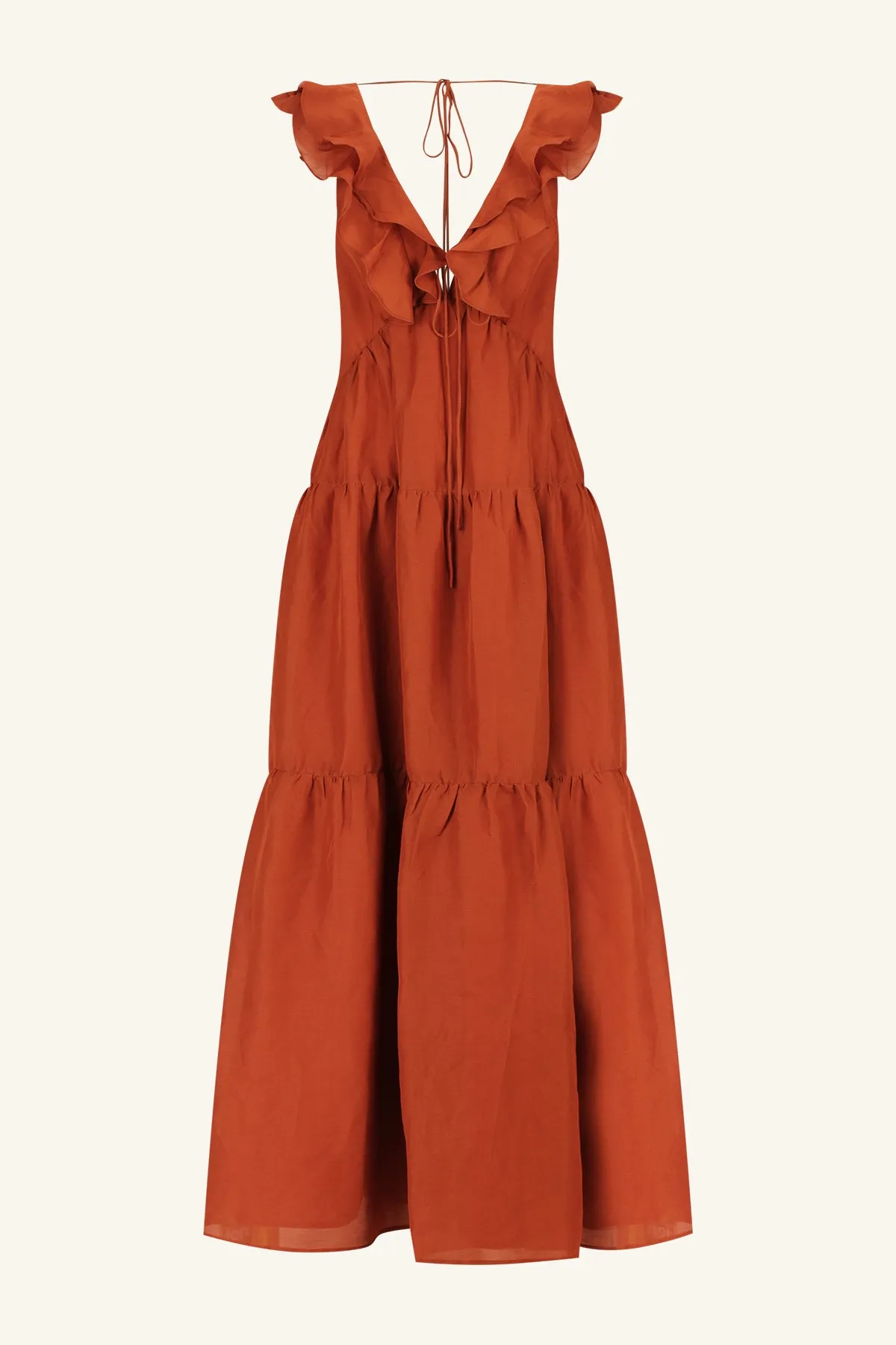 CELESTE LAYERED MAXI DRESS - RUST