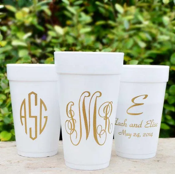 Custom Beach Monogram Foam Party Cups