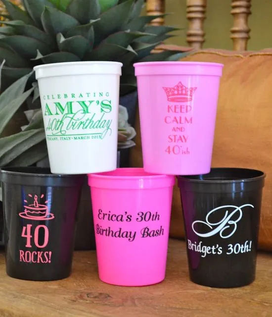 Custom Cheers & Beers Birthday Stadium Cups