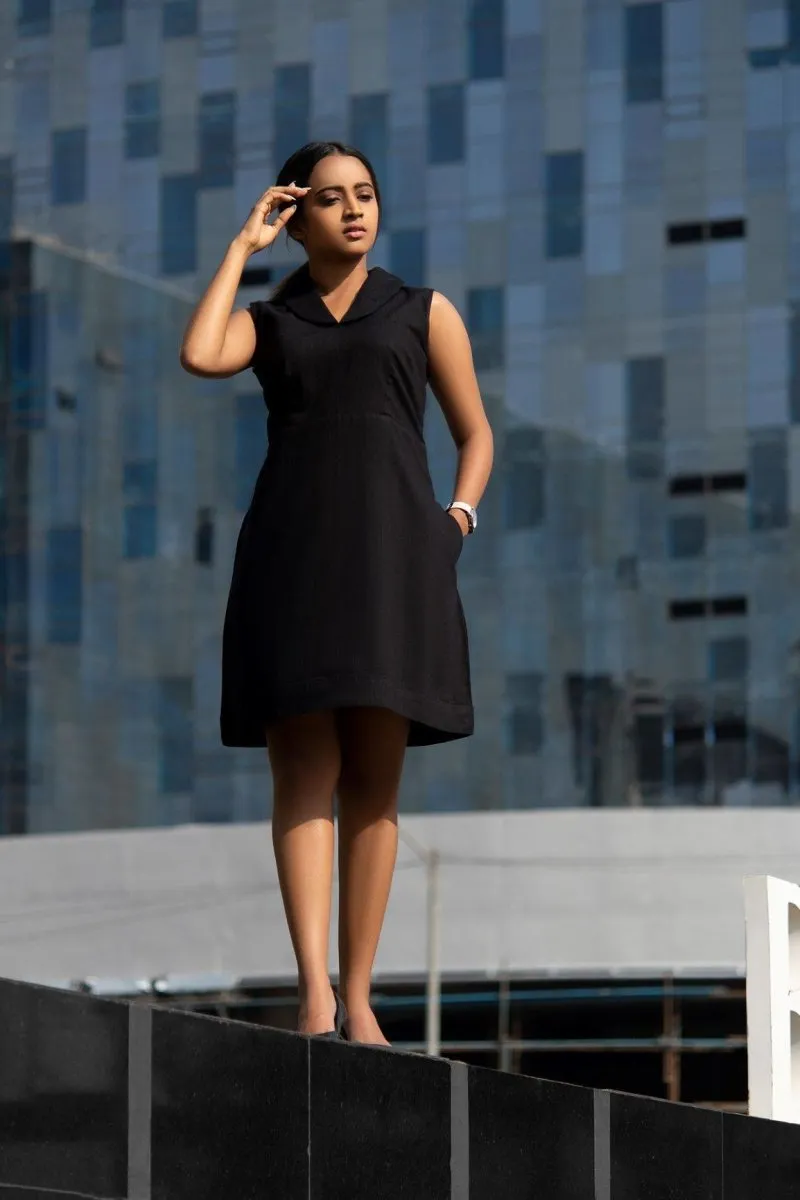 Drop Collar A-Line Dress