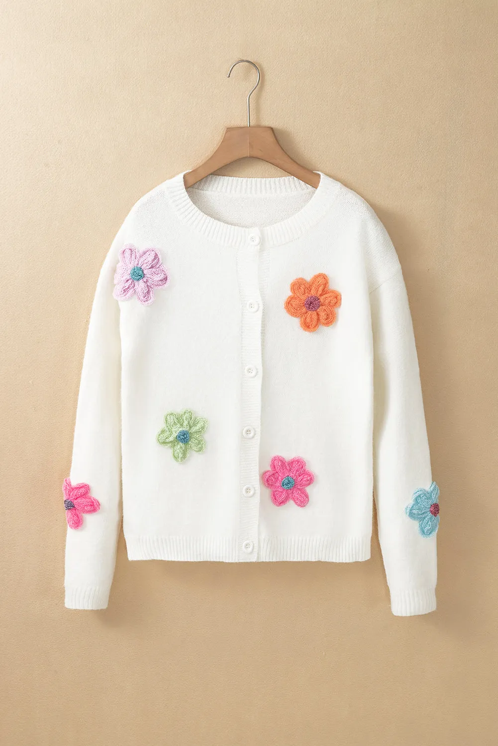 Floral Knit Button Up Cardigan