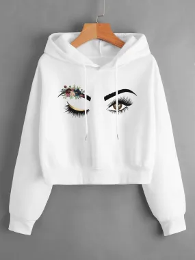 Floral Print Drop Shoulder Drawstring Thermal Lined Hoodie FW24