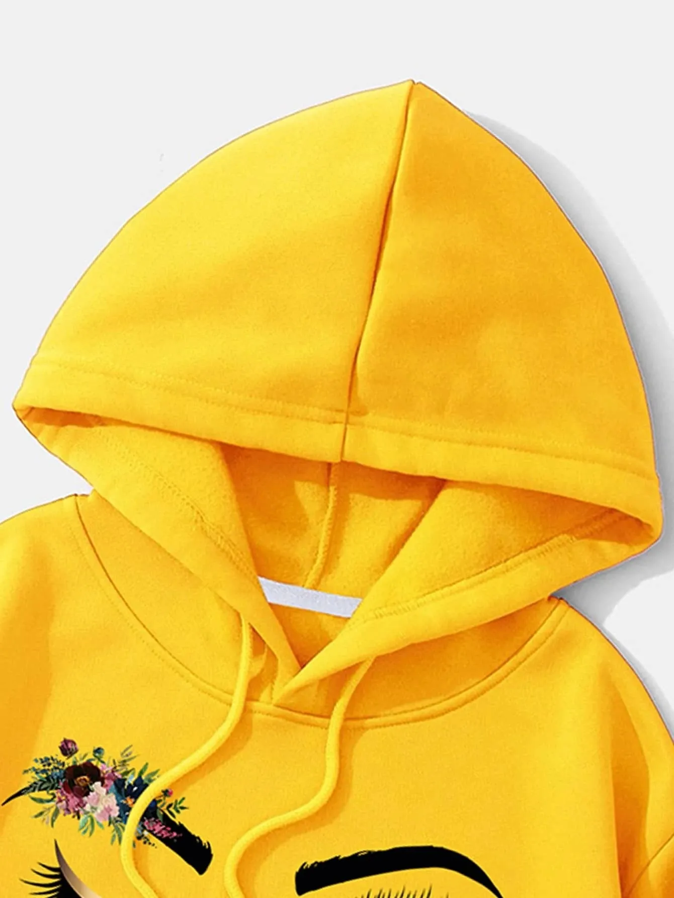 Floral Print Drop Shoulder Drawstring Thermal Lined Hoodie FW24