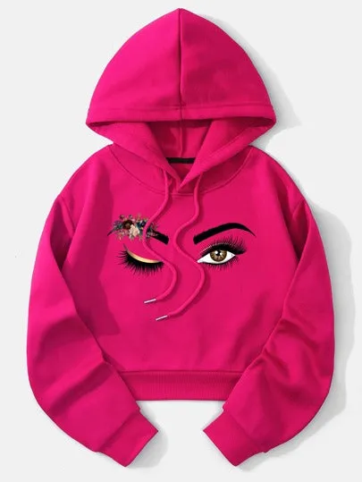 Floral Print Drop Shoulder Drawstring Thermal Lined Hoodie FW24