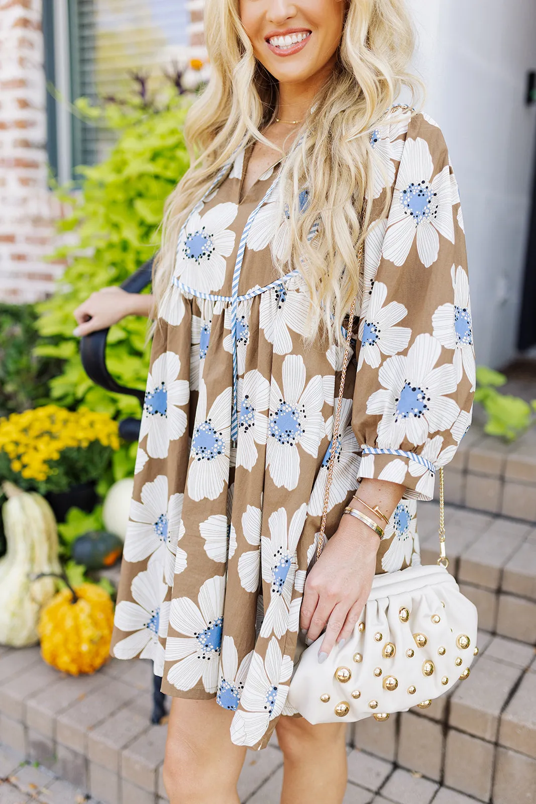 Friendly Florals Dress - Brown