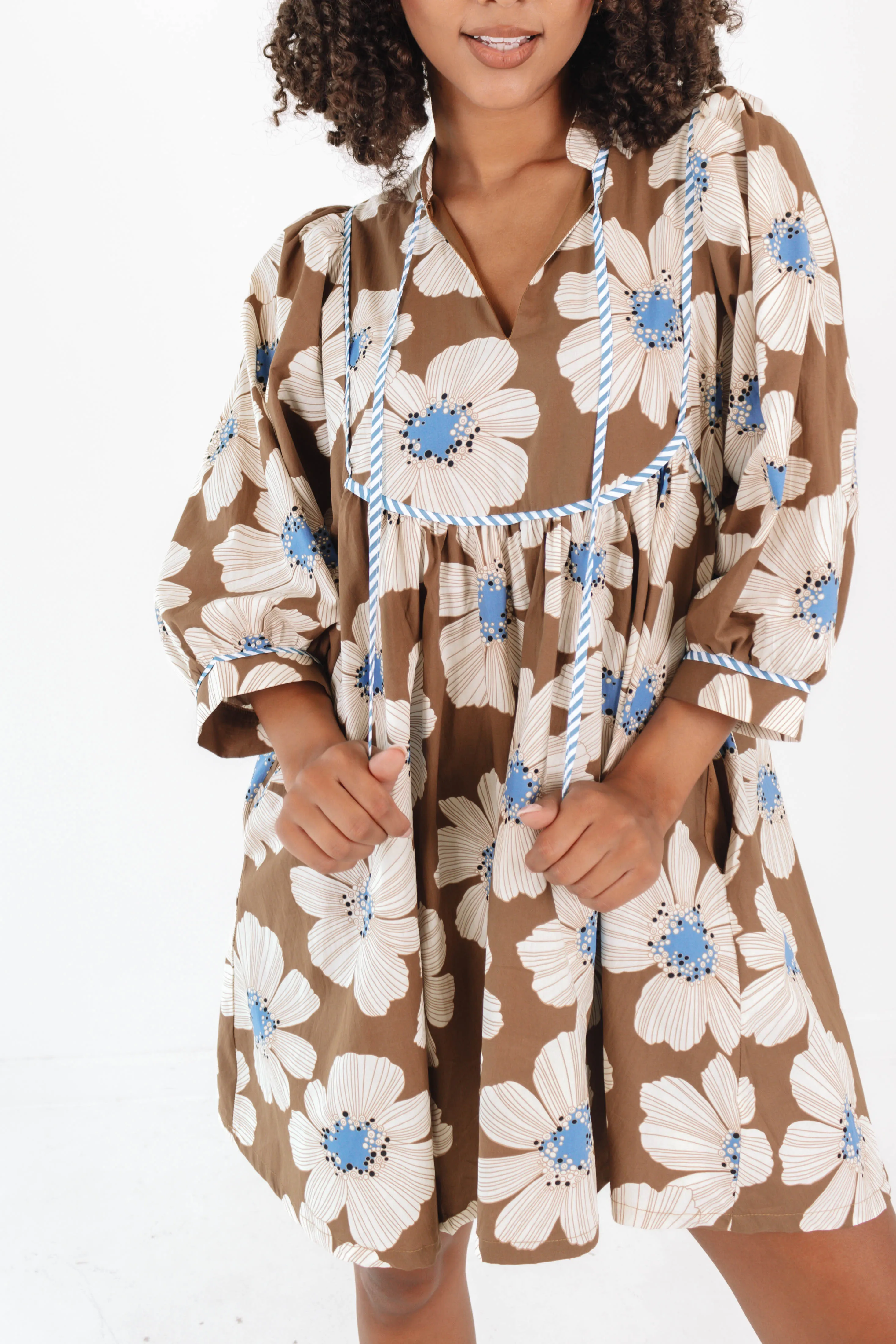 Friendly Florals Dress - Brown