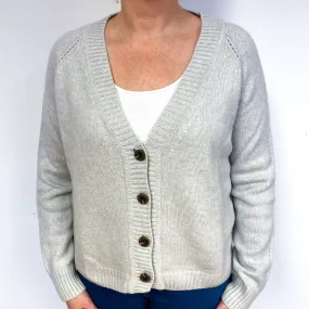 Frost Grey Heavy Knit Cashmere V-Neck Cardigan Large