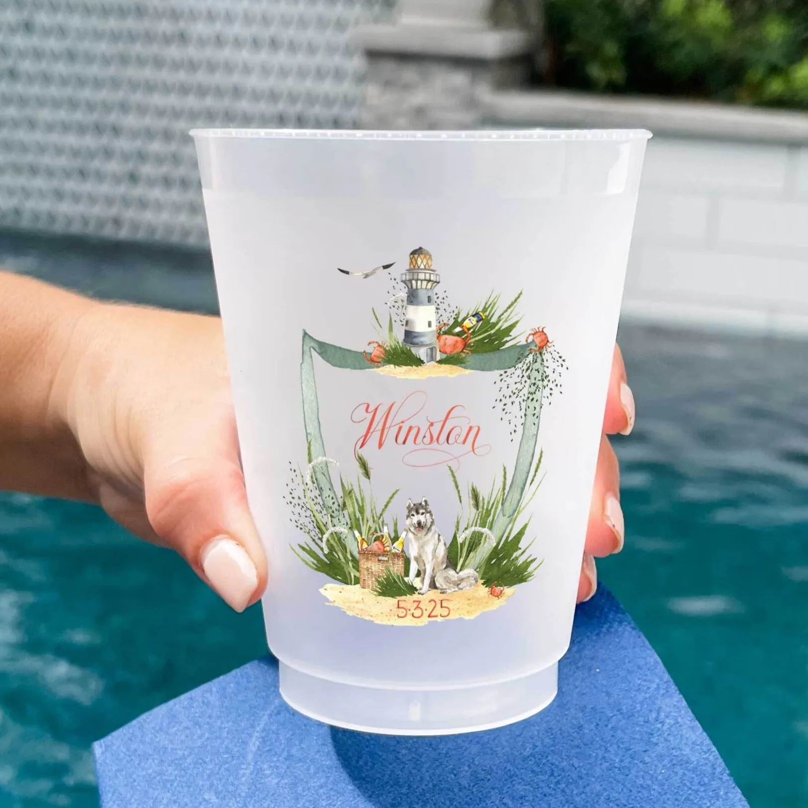 Full Color Dog Lighthouse Crest Shatterproof Cups