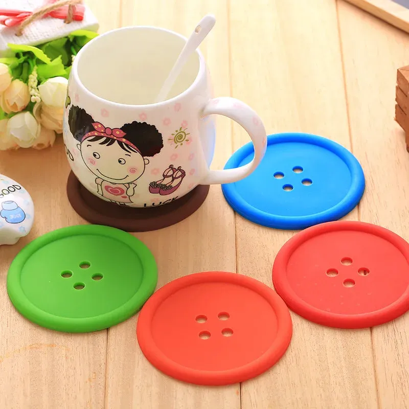 Funki Buys | Coasters | Button Shaped Silicone Coasters 5 Pcs