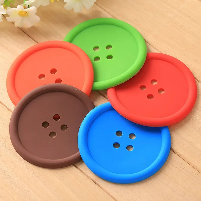 Funki Buys | Coasters | Button Shaped Silicone Coasters 5 Pcs