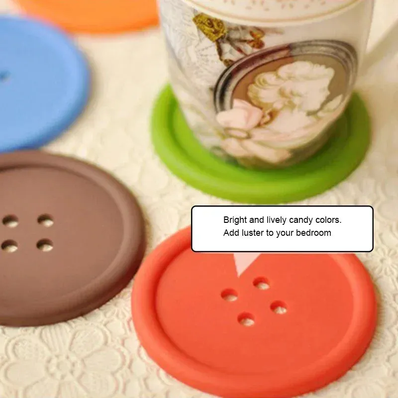 Funki Buys | Coasters | Button Shaped Silicone Coasters 5 Pcs